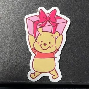 POOH BEAR WITH PRESENT STICKER
